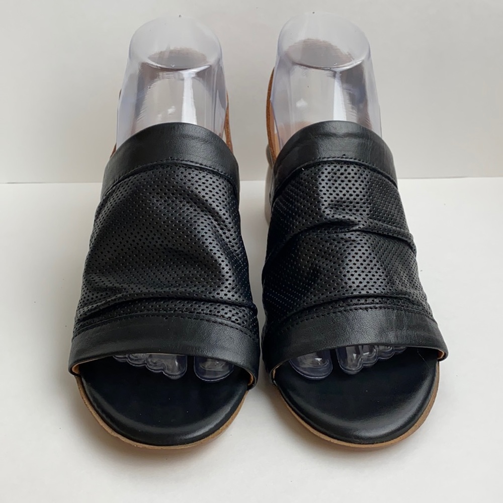 Size EU 42 Black Miz Mooz Leather Slingback Heeled Sandals - Picture 2 of 9